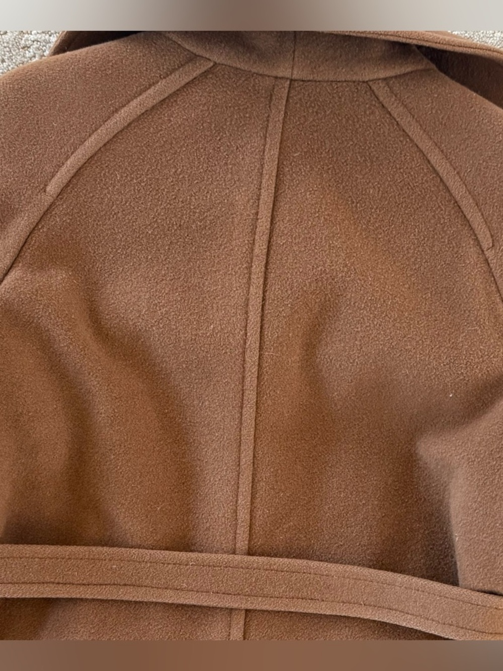 Vintage 60s Jaeger Camelhair Wool Princess Swing Coat Belted Brown Made England - Picture 7 of 8